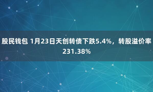 股民钱包 1月23日天创转债下跌5.4%，转股溢价率231.38%